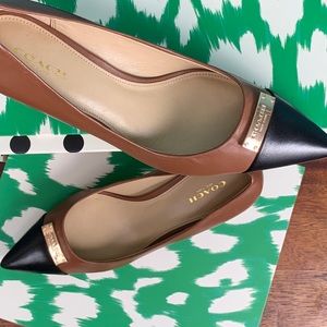 Coach Two Tone Brown & Black Heels - Size 8 NEW